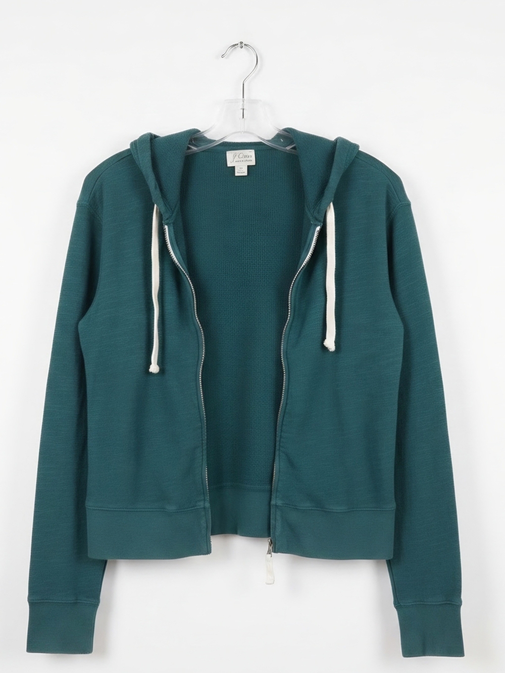 J. Crew Teal Zip Hoodie with Contrast Drawstrings